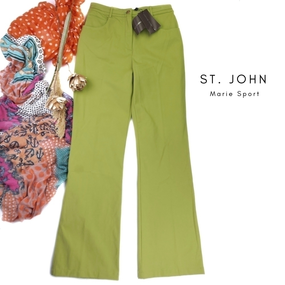 New St. John Green Classic 5 Pocket Marie Sport Slight Flare Women's Pan…
